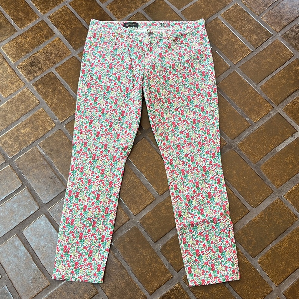 J. Crew Multicolor Floral Print Skinny Toothpick Ankle Jean